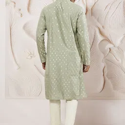 VASTRAMAY Men Ethnic Motifs Regular Sequinned Kurta with Trousers & With Dupatta image 5
