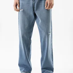 Snitch Men Relaxed Fit Mid-Rise Mildly Distressed Light Fade Jeans-image-95