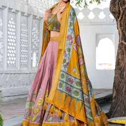 A TO Z CART Printed Ready to Wear Silk Lehenga & Unstitched Blouse With Dupatta image 3