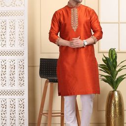 Larwa Woven Design Thread Work Straight Kurta with Pyjama-image-29