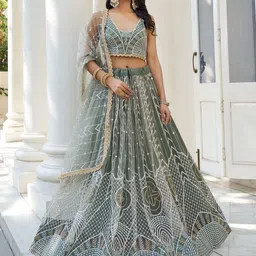 JIHU CULTURE Semi-Stitched Lehenga & Unstitched Blouse With Dupatta-image-47