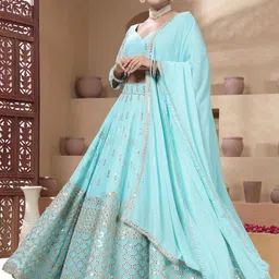 TIKODI Embellished Sequinned Semi-Stitched Lehenga & Unstitched Blouse With Dupatta-picture-11