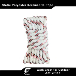 Static Kernmantle Polyester Rope For Outdoor Activities White, Red-6