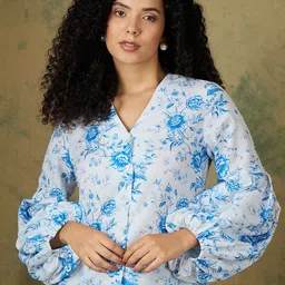 IVY BY KIBO Women Floral Printed Bishop Sleeves Top-image-18