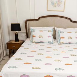 MuddnMe Multicoloured 180 TC Queen Bedsheet with 2 Pillow Covers-image-39
