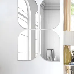 Art Street 6-Pcs Leaf Shape Self-Adhesive Acrylic Wall Mirror Stickers-36