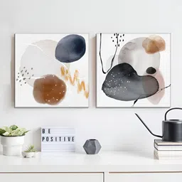 RANDOM White & Blue 2 Pieces Abstract Canvas Wall Art-32
