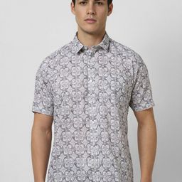 V Dot Men Slim Fit Spread Collar Floral Printed Cotton Casual Shirt-image-70