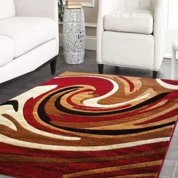 Samjeeda Handloom carpets Black Geometric Anti-Skid Polyester Carpet-image-52