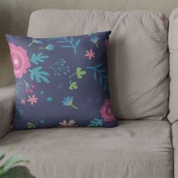 THEYAYACAFE Grey & Pink Set of 2 Floral Velvet Square Cushion Covers-18