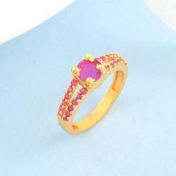 Missmister Gold-Plated Ruby Stone Studded Finger Ring-6