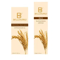 BELLOKAIRA Set Of 2 Rice Water Vitamin C Foaming Face Wash With Sunscreen SPF50- 50ml Each-57