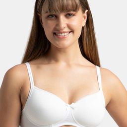 Jockey Wirefree Padded Plus Size Cotton Medium Coverage Tshirt Bra with Lace Styling-1723-image-8