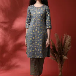 Anouk Women Floral Printed Regular Pure Cotton Kurta with Trousers-32