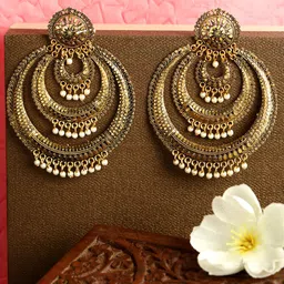 ANIKAS CREATION Gold Plated Beaded Circular Chandbalis-13