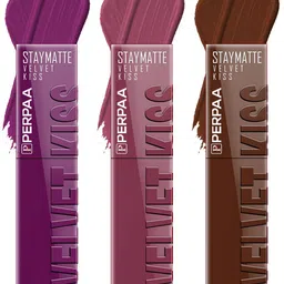 PERPAA Set of 3 Velvet Kiss Waterproof Matte Liquid Lipstick -3.5 ml Each -Shades 03-04-07-36