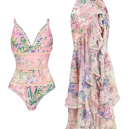 Alamode By Akanksha Pink Hubo-Spritzer-Swimsuit-With-Ruffled-Skirt-image-75