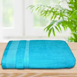 Myntra Elegant Homes Blue And White Striped 500 GSM Cotton Bath Towel-image-31