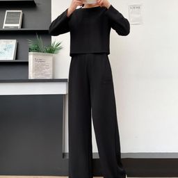 Lugo Women Black Cotton Blend Co-Ords-image-91
