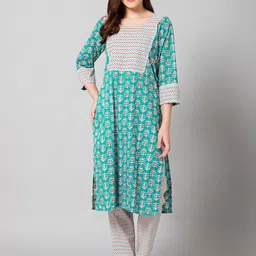 DIVASTRI Women Ethnic Motifs Printed Regular Kurta with Trousers-picture-9