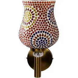 Devansh Maroon & Blue Metal Traditional Mosaic Glass Wall Lamp-image-64