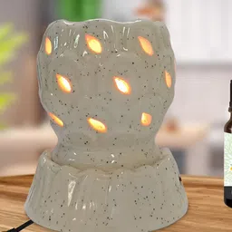PEEPALCOMM 2Pcs White Electric Leaf Round Diffuser With Jasmine Aroma Oil - 10ml-45