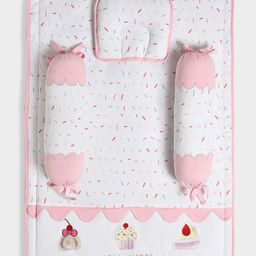 MiArcus Kids Infants White & Pink Printed Baby Bedding Set-6