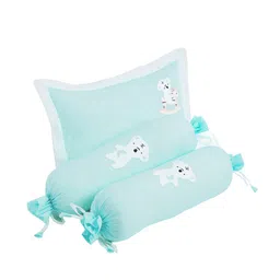 The White Cradle 2-Pcs Blue & White Cotton Bolster & Pillow Set-image-65
