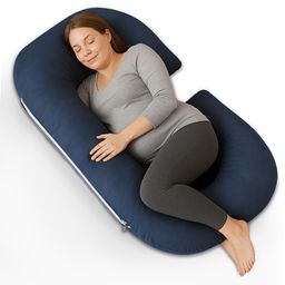 Aura Navy Blue Memory Foam Filled Polycotton Maternity Pillow-image-76