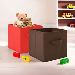 Aura Red & Brown 2 Pieces Foldable Toy & Book Square Waterproof Drawer Organisers-31