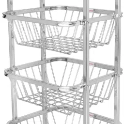 4 Layer Stainless Steel Fruit and Vegetable Kitchen Trolley with Wheels Steel Kitchen Trolley-image-57