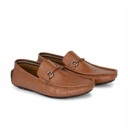 San Frissco Men Tan Textured Driving Shoes-image-86