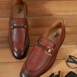Jack Rebel Men Illusion Textured Leather Formal Loafers-image-2