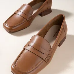 MIORAH Square Toe Lightweight Leather Penny Loafers-28