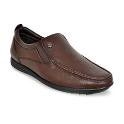 Allen Cooper Men Brown Textured Leather Loafers-image-73