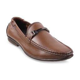 Mochi Men Tan Brown Leather Loafers-picture-18