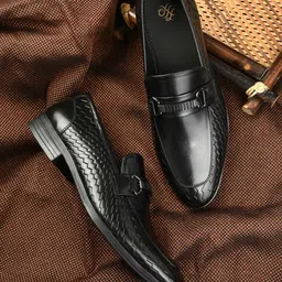 House of Pataudi Men Formal Faux Leather Loafers-20