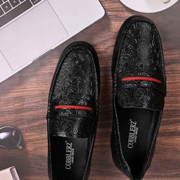 Cobblerz Men Textured Comfort Insole Leather Penny Loafers-13