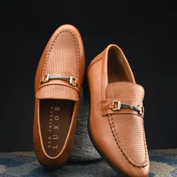 San Frissco Men Perforations Leather Formal Horsebit Loafers-picture-14
