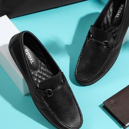 Regal Men Textured Lightweight Leather Loafers-image-40
