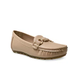Addons Women Beige PU Lightweight Loafers-image-26