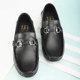 Hydes N Hues Men Textured Lightweight Horsebit Loafers-image-35