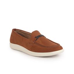 FAUSTO Men Woven Design Suede Loafers-image-79