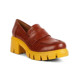 London Rag Women Textured Heeled Penny Loafers-42