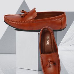 FAUSTO Men Tan Slip On Tassel Loafers-image-25