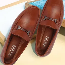 FAUSTO Men Tan Slip On Casual Loafers-image-13