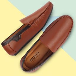 FAUSTO Men Tan PU Lightweight Loafers-image-68