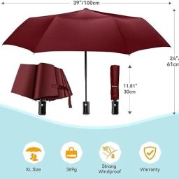 five star rating umbrella Automatic Open and Close Windproof and Compact Mini, With Easy to Use Umbrella image 2