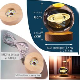 Awestuffs Yellow Printed Acrylic Spherical Table Lamp with Adjustable Cord and Bulb image 4