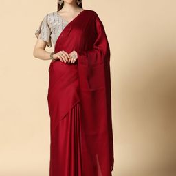 ASISA Solid Satin Saree With Blouse Piece-image-7